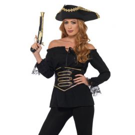 Disfraz de Pirata para Mujer con Camiseta de Encaje