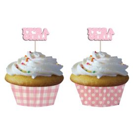 It's a Girl Cupcake Vormpjes en Prikkers - 12 Stuks