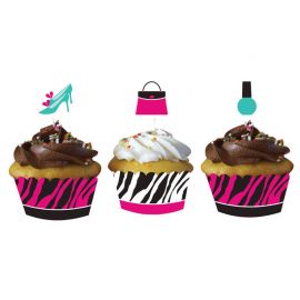 Roze Zebra Cupcakevormpjes - 12 stuks