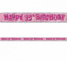 Poster Gelukkige Verjaardag 18 jaar Glitz Pink