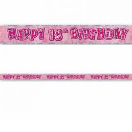 Cartell Happy Birthday 18 Años Rosa Glitz