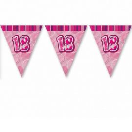 18 Jaar Roze Glitter Banner