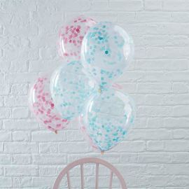 5 Ballonnen met Confetti 30 cm