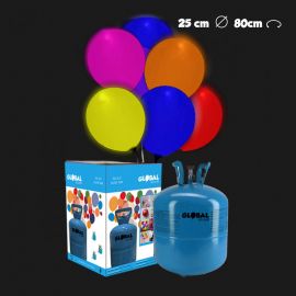 30 Led Ballonnen + Klein Helium Flesje