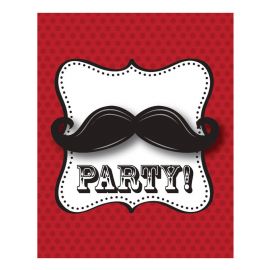 8 Invitaciones Mustache Madness