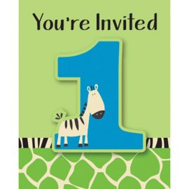 Online Bestellen kopen Eerste Verjaardag Zebra Uitnodigingen 