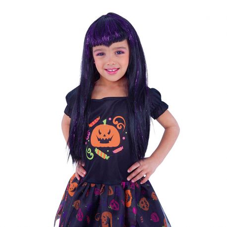 Peluca de Vampiresa Infantil Lila