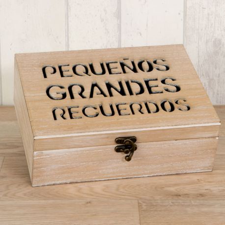 Cofre Madera Pequeños Grandes Recuerdos 23 cm x 17cm