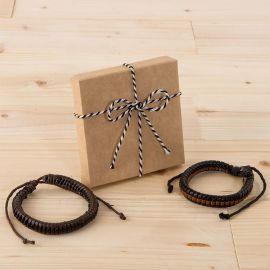 2 Pulseras Trenzada Bicolor con Caja Adornada