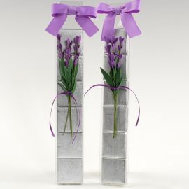 Ramita de Flor Lavanda con Estuche con 6 Chocolates