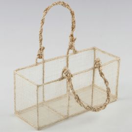 Natuurlijke raffia mand 20 cm x 9 cm x 7,5 cm