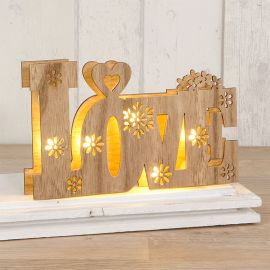 Decoración Madera Love con Luces Led 21 cm x 13 cm