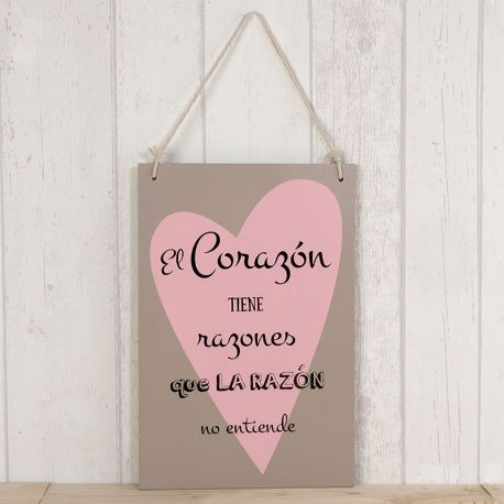 Cuadro de Madera Corazón con Frase 20 cm x 30 cm