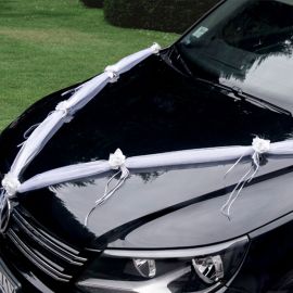 2 Organza kransen met bloemen voor auto's