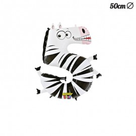 Zebra Folie Ballon Nummer 5 50 cm