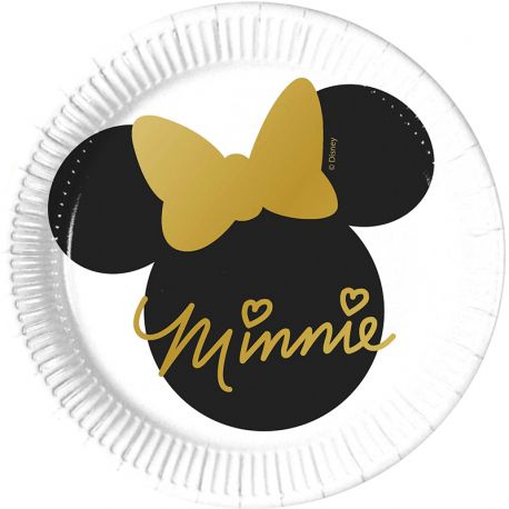 Gouden Minnie Mouse Borden 8 stuks 20 cm goedkope prijs bestellen 