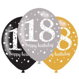 6 Happy Birthday 18 Jaar ballonnen 28 cm