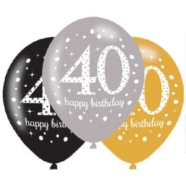 6 Happy Birthday Ballonnen 40 Jaar 28 cm