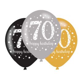 6 Happy Birthday Ballonnen 70 jaar 28 cm