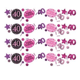 Roze 40e verjaardag confetti