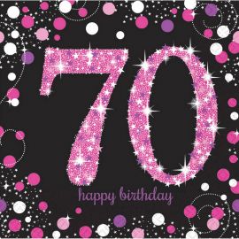 16 Roze 70e verjaardag servetten 33 cm