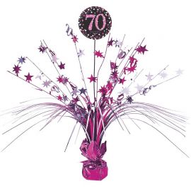 Roze 70e verjaardag tafeldecoratie 33 cm