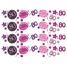 Elegante Roze Confetti 80 Jaar
