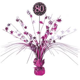 80e Verjaardag Roze Tafeldecoratie 33 cm