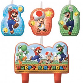 Super Mario Happy Birthday Kaarsjes - 4 stuks