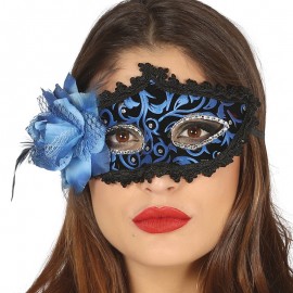 Blauw masker met bloem