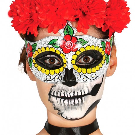 Antifaz Catrina con Rosas Rojas