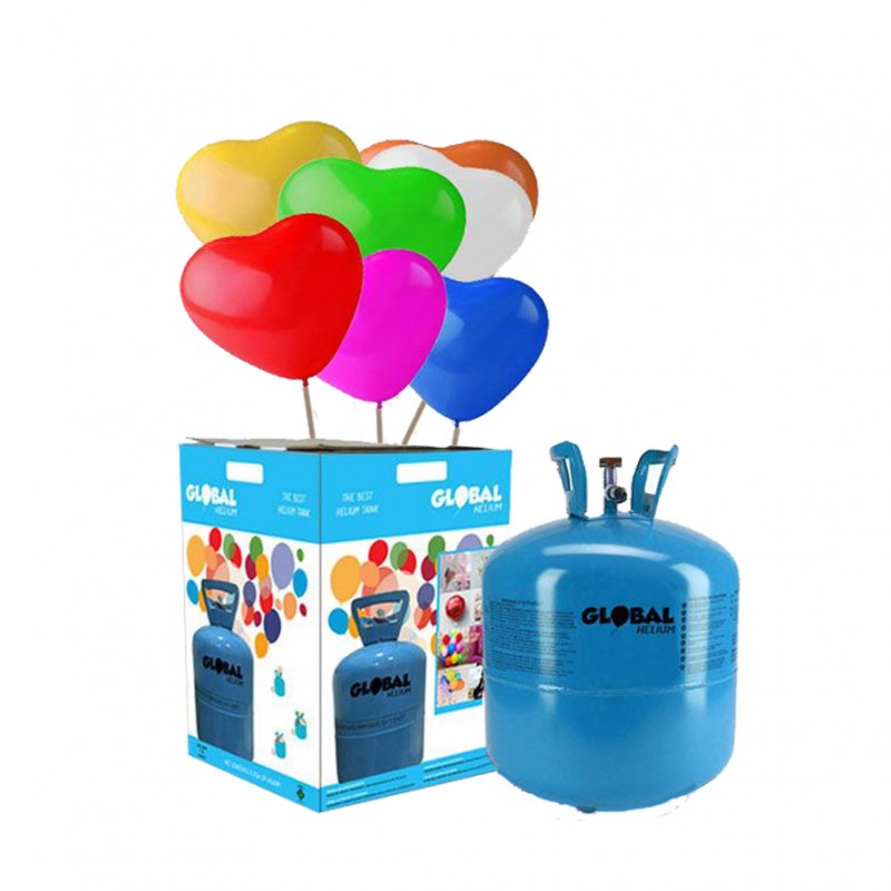 semester Leerling hypotheek Kleine Heliumfles met 30 Hart Ballonnen - FeestjesMix