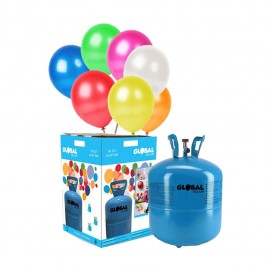 Kleine Heliumfles met 30 Metallic Ballonnen