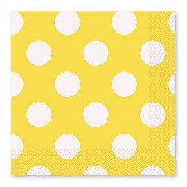 16 Servetten Met Wiite Polka Dots 33 cm