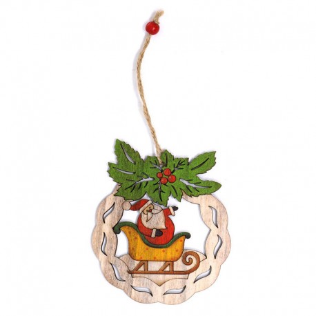 Houten Kerstman Slee Hanger 12 Cms