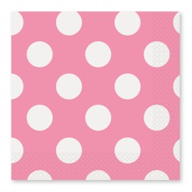 16 Servetten Met Wiite Polka Dots 33 cm