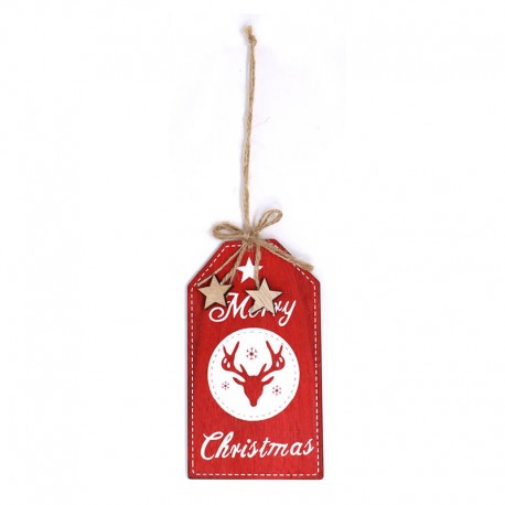 Vrolijk Kerstmis Rood Houten Hanger 15 Cms