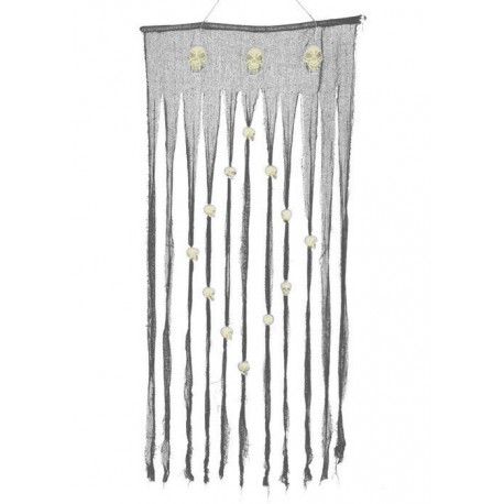 Zwart doodshoofd Gordijn 90X180 Cms