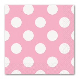 16 Servetten Met Wiite Polka Dots 33 cm