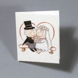 100 Boekjeskaarten Bruid en Bruidegom op een hartenbankje