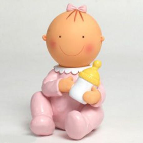 Taarttopper en Spaarvarken Figuurtje Zittende Baby met Babyflesje