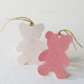 6 Vilten labels Teddybeer 8 cm