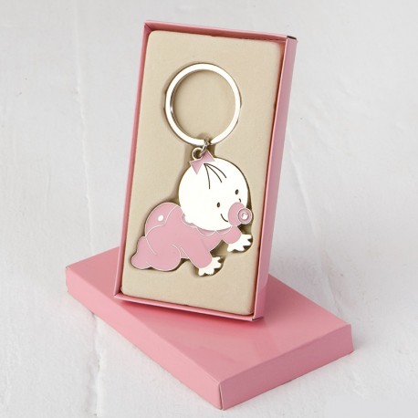 Baby Kruipende Sleutelhanger met Roze Doosje