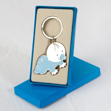 Baby Kruipende Sleutelhanger met Blauw Doosje