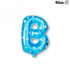 Letter B Blauwe Folie Ballon met Sterren 40 cm