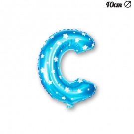 Letter C Blauwe Folie Ballon met Sterren 40 cm