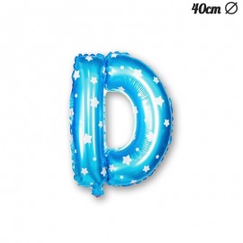 Letter D Blauwe Folie Ballon met Sterren 40 cm