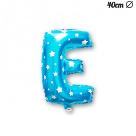 Letter E Blauwe Folie Ballon met Sterren 40 cm