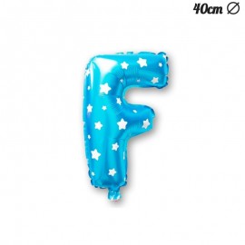 Letter F Blauwe Folie Ballon met Sterren 40 cm