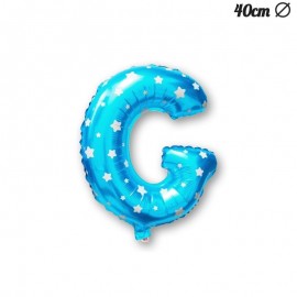 Letter G Blauwe Folie Ballon met Sterren 40 cm